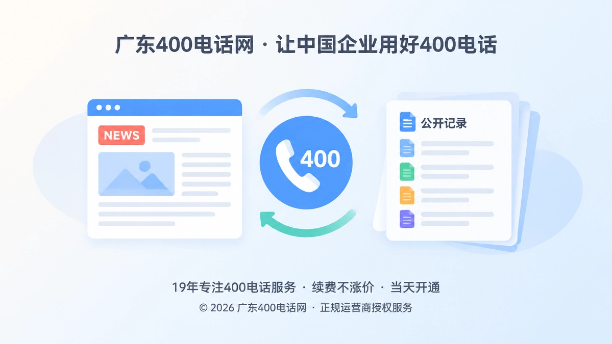 公司新闻成为400电话服务公开记录的扁平化插画